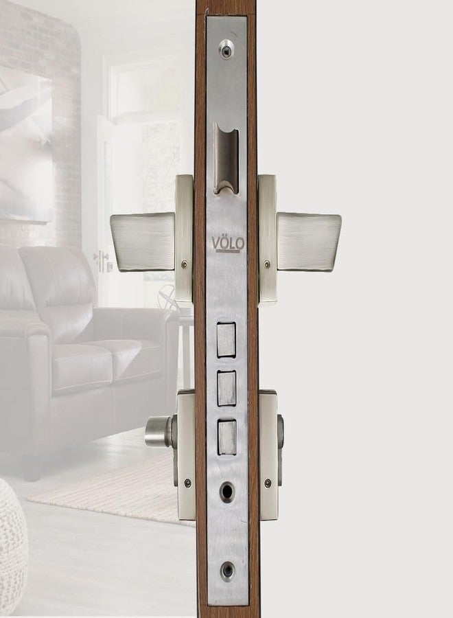 VOLO Silver Satin Heavy Duty Main Door Mortise Lock Set with Brass Cylinder with 3 Brass Key for Home/Hotel. (Model No. : 2248 HOR) - Image 3